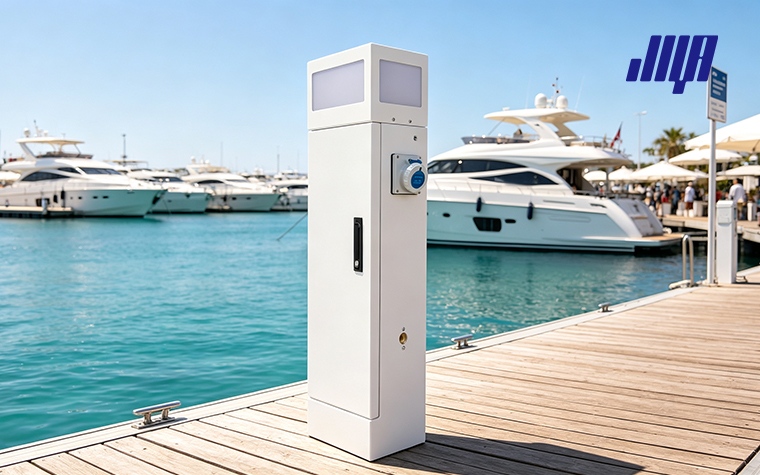 Marine Power Pedestals: Dock & Marina Shore Power Guide 12 On‑site installation layout of marine power pedestals, practical dock & marina shore power guide reference