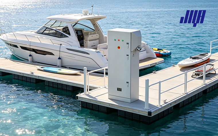 Marina Power Pedestals: Dock Power for Boats & RVs 30 Field installation layout of marina power pedestals, complete dock power infrastructure for boats and RVs