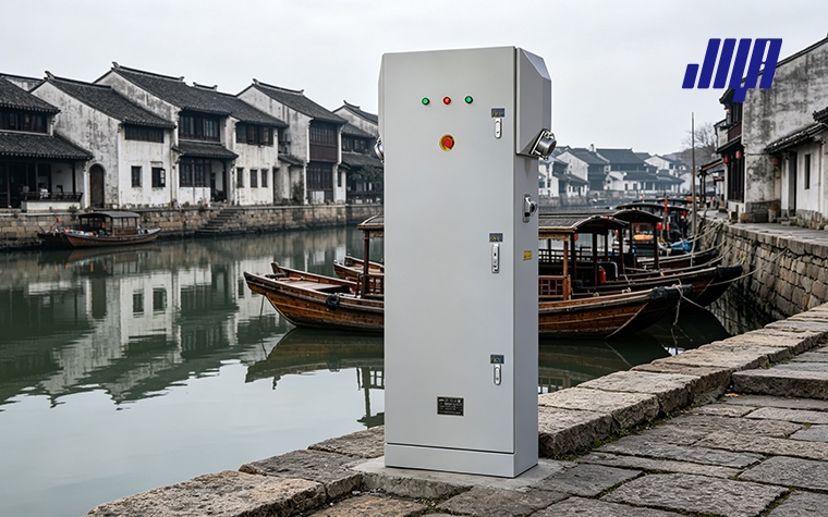 Marine Power Pedestals for Dock, Marina & RV Power 22 Outdoor power pedestals deployed at RV campgrounds, providing stable 30A / 50A power supply for recreational vehicles and travel trailers
