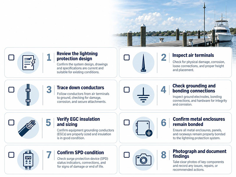 Marine Lightning Protection and Grounding for Dock Safety 3 A Lightning-Season Inspection Checklist