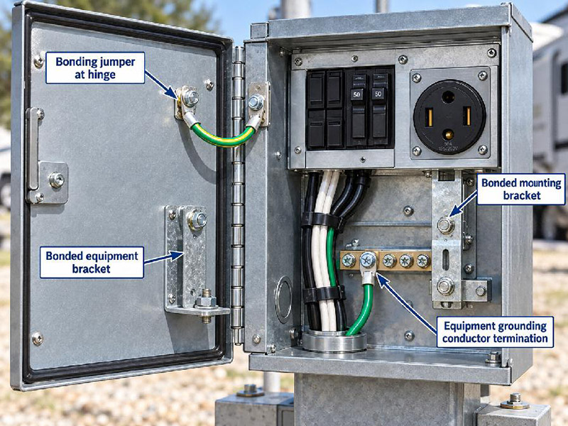 How the NEC Applies to Power Pedestal Grounding 3 Bonding Metal Enclosures and the Pedestal Body