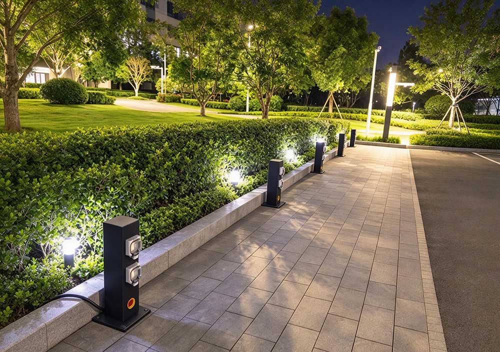 Custom EV Charging Pedestals for the Huawei Research Campus in Hangzhou 3 Two outlet types on one unit