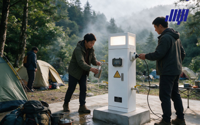 RV pedestal with built‑in light, comprehensive guide material for RV owners, complete outdoor power pedestal overview
