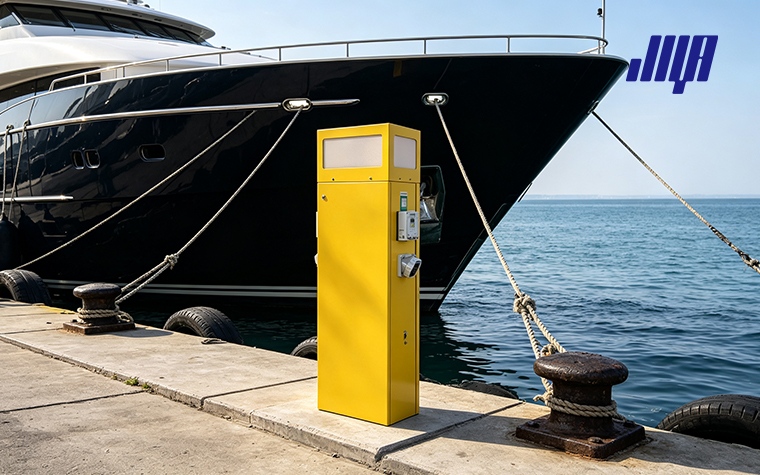 Article cover for understanding lighthouse‑style power pedestal, introducing specialized shore power solutions for marina dock and yacht berthing applications