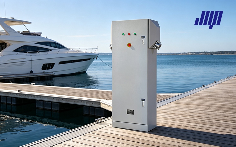Blog cover graphic for top 15 marine power pedestal manufacturers 2025 updated industry list for marina dock shore power equipment suppliers