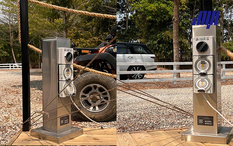 Product showcase of the standard outdoor power pedestal series, universal power supply equipment for marinas and RV campgrounds