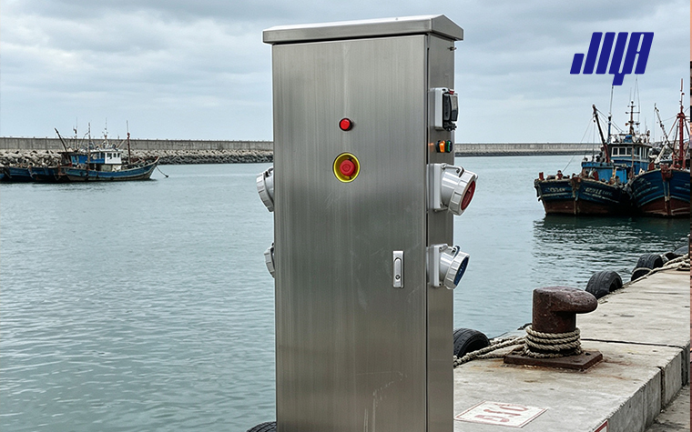 Educational graphic explaining electric shock drowning (ESD), its common causes and critical prevention measures for marinas, docks and shore power facilities