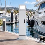 Coastal and marina installations expose the pedestal to salt spray and sustained humidity